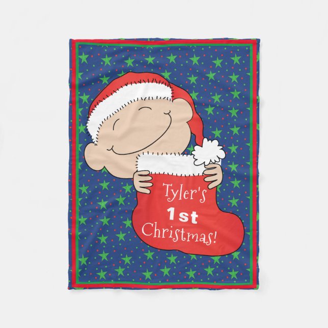 Baby 1st Christmas/Red Fleece Blanket (Front)