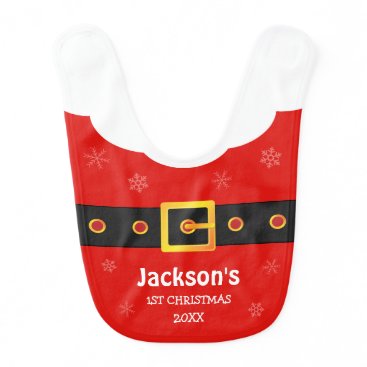 Baby 1st Christmas Red Funny Santa Claus Suit Bib