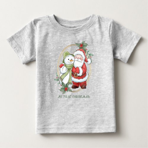 Baby 1st Christmas Santa Snowman Rudolph T_Shirt