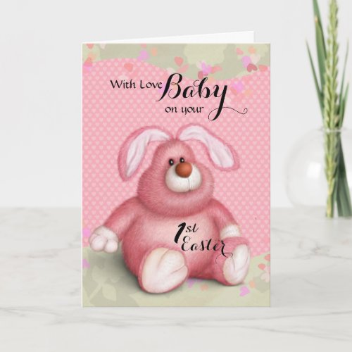 Baby  1st Easter _ Pink Bunny Holiday Card