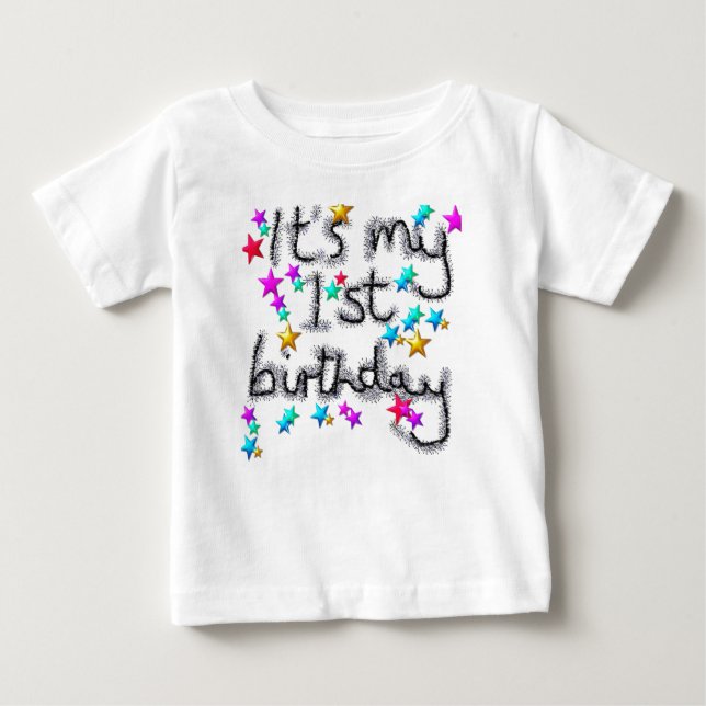 Baby 1st first birthday starry t-shirt (Front)
