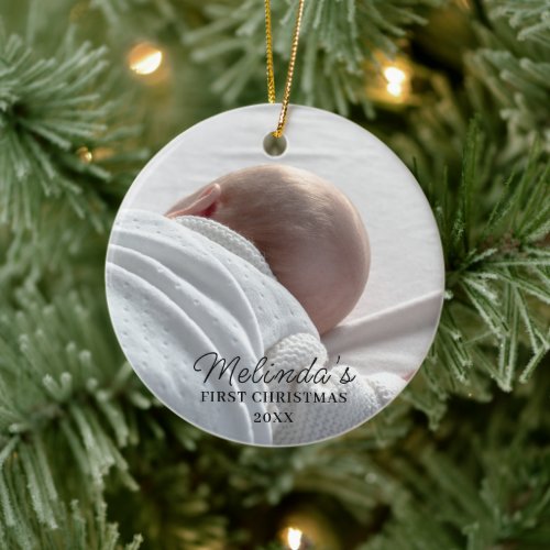 Baby 1st First Christmas Newborn New Baby Photo  Ceramic Ornament