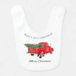 Baby 1st First Christmas Vintage Red Truck Bib
