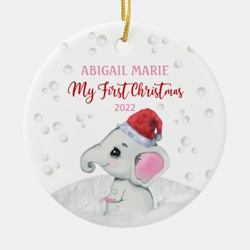 Baby 1st First Holiday Christmas Elephant Ceramic Ornament