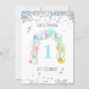 *~* BABY 1st One First Balloon BOY Birthday Invitation