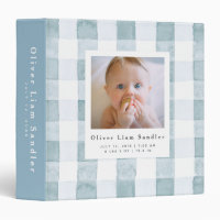 Baby 1st Year Photo Album Blue Gingham