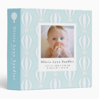 Baby 1st Year Photo Album Blue Hot Air Balloon 3 Ring Binder