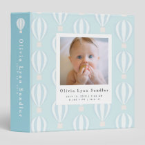 Baby 1st Year Photo Album Blue Hot Air Balloon 3 Ring Binder