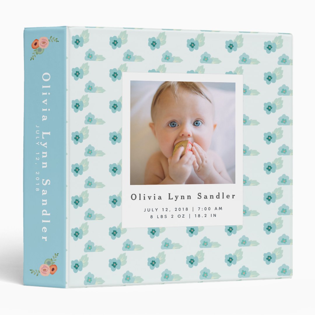 Baby 1st Year Photo Album Blue Scrapbook Binder | Zazzle
