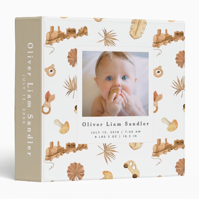 Baby 1st Year Photo Album Boho Baby Toys 3 Ring Binder (Front/Spine)