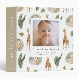 Baby 1st Year Photo Album Boho Giraffe 3 Ring Binder