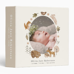 Baby 1st Year Photo Album Boho Woodland Animals 3 Ring Binder
