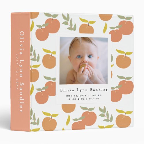 Baby 1st Year Photo Album Peach Pattern 3 Ring Binder