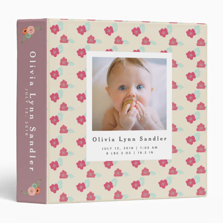 Baby 1st Year Photo Album Pink Scrapbook Binder Zazzle