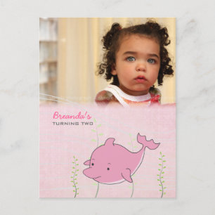 Baby 2nd Birthday Party Dolphin Invite Card