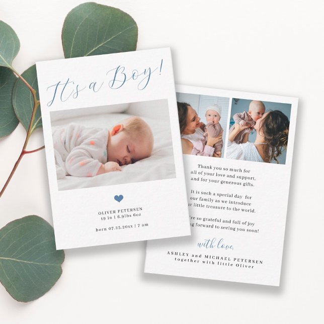 Baby 3 photo script baby boy birth announcement (Creator Uploaded)