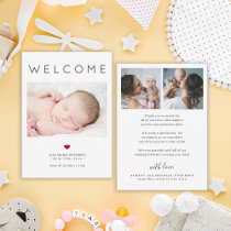 Baby 3 photo welcome typography birth announcement