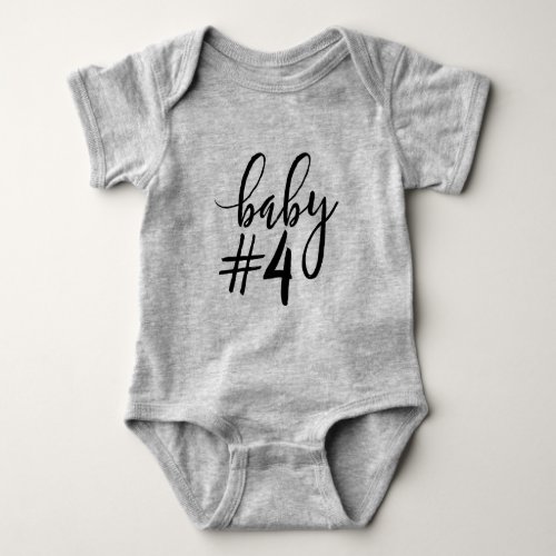 Baby 4 Black Handwritten Script Baby Bodysuit