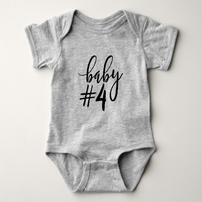 Baby #4 Black Handwritten Script Bodysuit (Front)