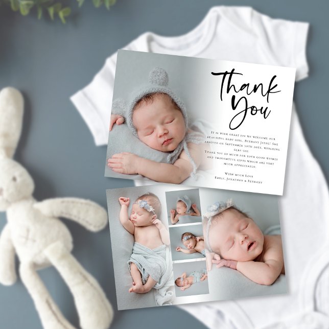 Baby 6 Photo Girl or Boy Script Thank You Announce Announcement (Creator Uploaded)