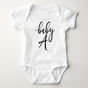 Baby A Black Handwritten Script Baby Bodysuit