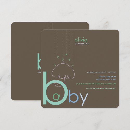 Baby "a" in B Boy Blue Cute Baby Shower Invitation