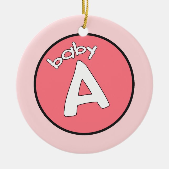 "Baby A" Personalized Ornament for Multiples (Front)
