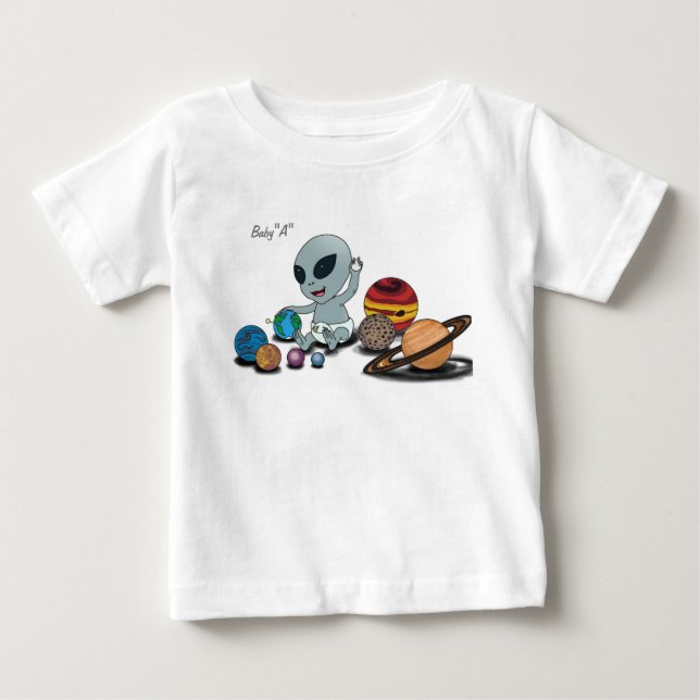 Baby "A", Playing w/Planets T-Shirt (Front)