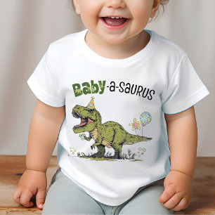 Baby-a-saurus Dinosaur Theme Kids Birthday Party Baby T-Shirt