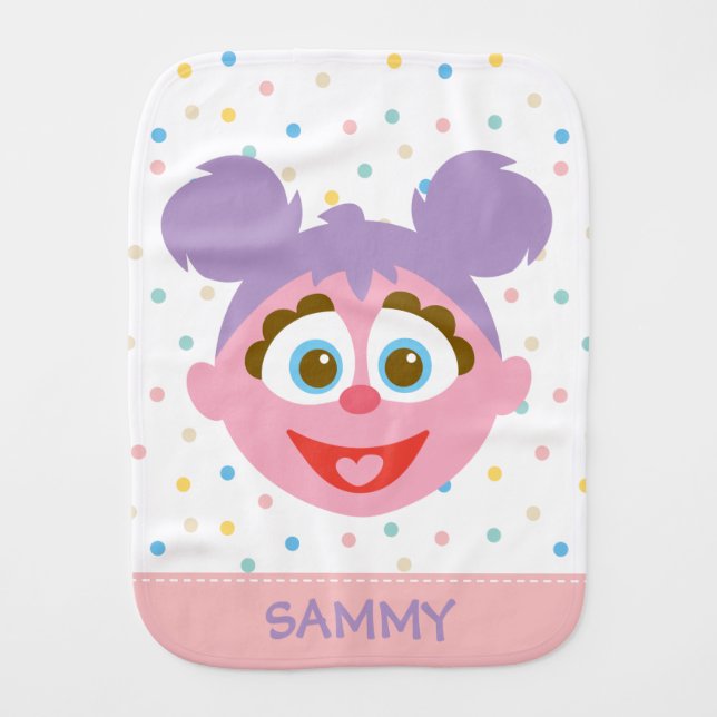 Baby Abby Cadabby Big Face | Add Your Name Baby Burp Cloth (Front)