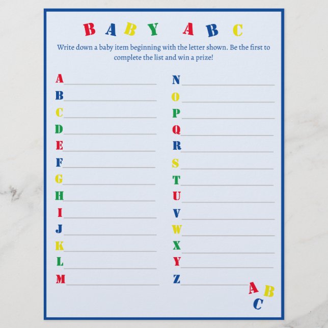Baby ABC Game Flyer (Front)