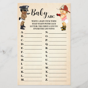 Baby ABC Little Recruit Baby Shower Game Card Flyer