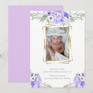 Baby    Add Photo Violet Anemone Floral Invitation