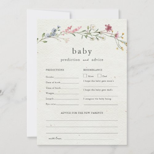Baby Advice and Predictions Baby Shower Wildflower Invitation