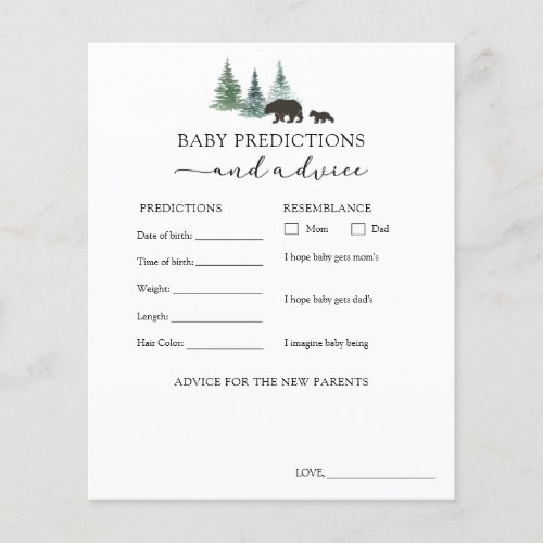 Baby Advice and Predictions Card