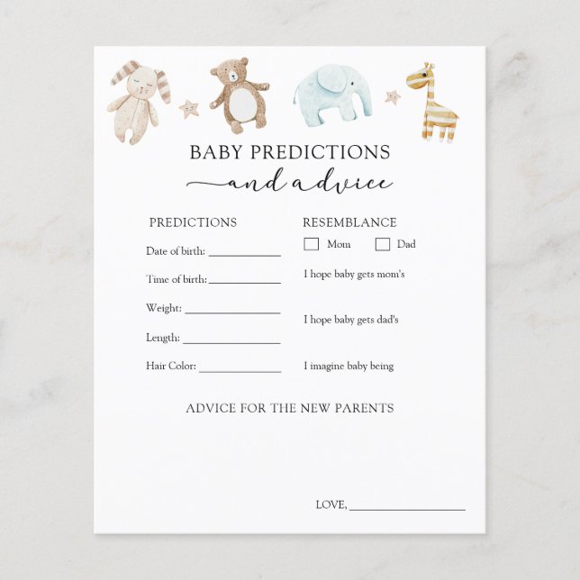 Baby Advice and Predictions Card (Front)