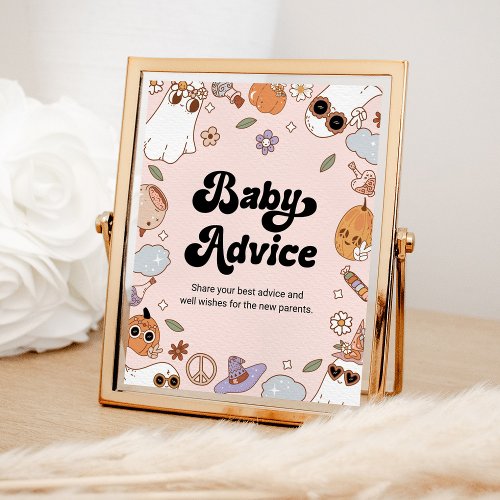 Baby Advice Groovy Halloween Ghost Baby Shower Poster