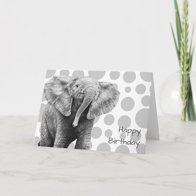 Baby African Elephant Birthday Card (Front)
