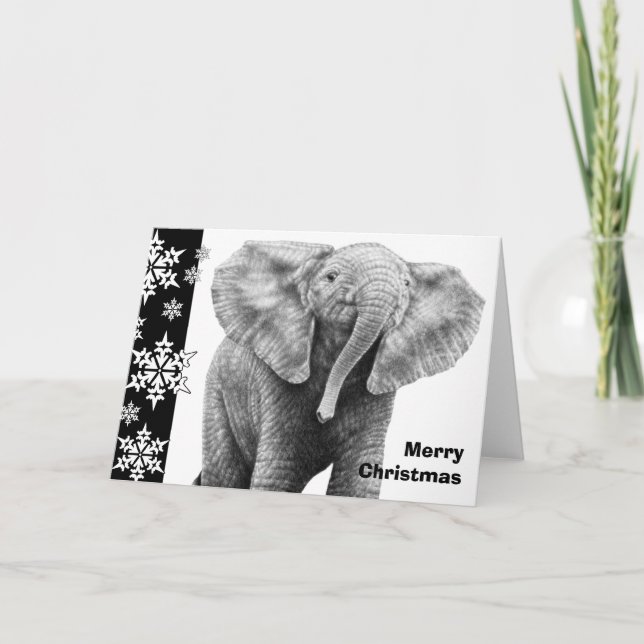 Baby African Elephant Christmas Card (Front)