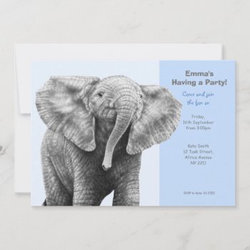 Baby African Elephant Party Invitation by lornaprints at Zazzle