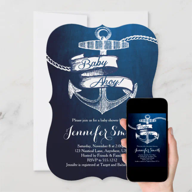 Baby Ahoy Baby Shower Invitation | Zazzle