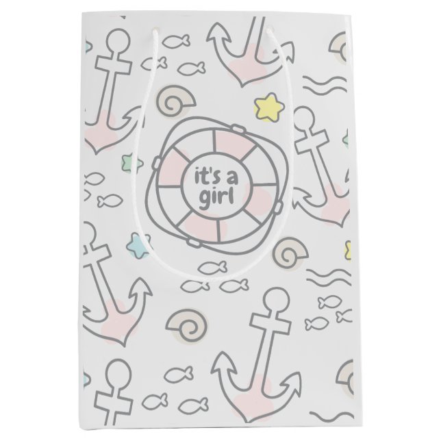 Baby Ahoy Nautical Baby Girl Gift Bag (Front)