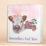 Baby Album Highland Cow farm Watercolor  Girl 3 Ring Binder