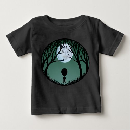 Baby Alien T_Shirts Alien w Moon  Baby Shirts