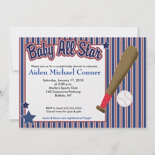 BABY All Star Baseball Champ Baby Shower invite invitation