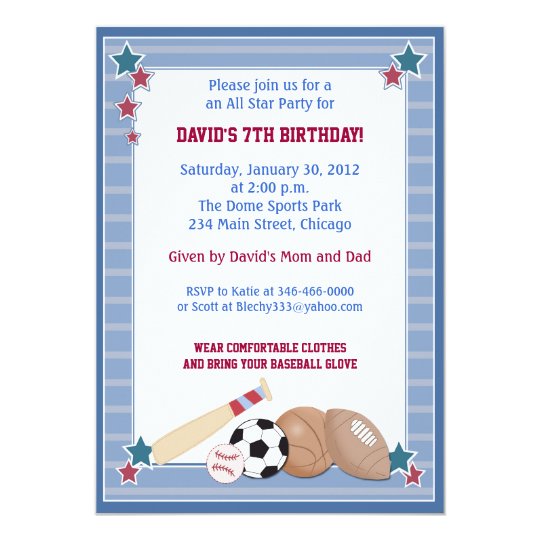 BABY ALL STARS Sports BIRTHDAY Invitation | Zazzle.com