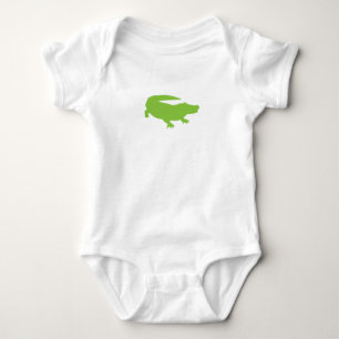 Baby Alligator Crocodile Green Preppy Fun Baby Bodysuit