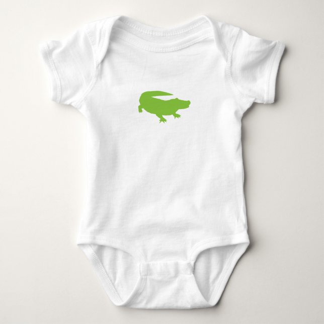 Baby Alligator Crocodile Green Preppy Fun Bodysuit (Front)