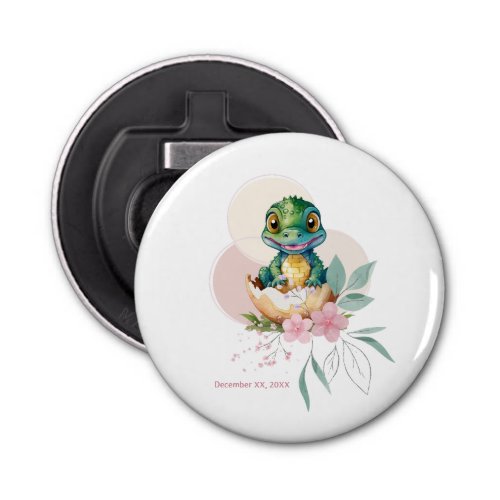 Baby Alligator Hatching Floral Baby Shower Bottle Opener