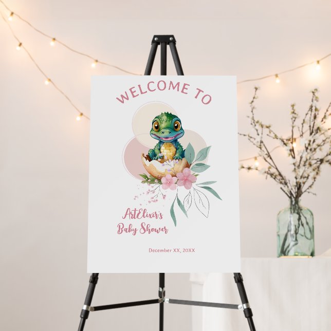 Baby Alligator Hatching Floral Baby Shower Foam Board (In Situ (Stand))